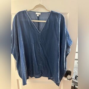J Jill Boho Blue Velvet Caftan Top
